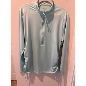 Carve Designs Mint Green Half-Zip Performance Pullover with tie and ruched sides